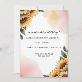 Boho Floral Birthday Party Invitation | Custom Sun Inbjudningar