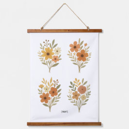 Boho Floral Bouquet Wall Tapestry | Add Text