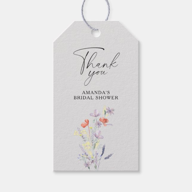 Boho Floral bröllopsfest tack  Presentetikett (Framsidan)