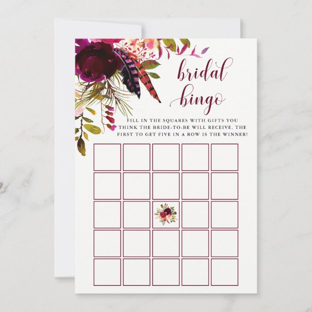 Boho Floral | Bröllopsspel Bingo (Framsida)