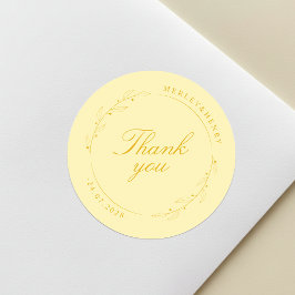 Boho Floral Butter Yellow Wedding Thank You Runt Klistermärke