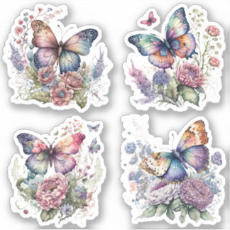 Boho floral Butterfly Sticker Bohemian Ästhetik Klistermärken