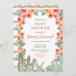 Boho Floral Cactus Baby Shower Inbjudningar