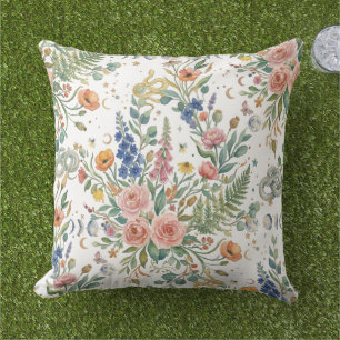 Boho Floral Celestial Moon  & Ormar Botanisk Kudde