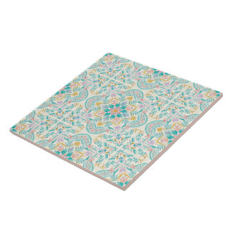 Boho Floral Ceramic Tile Kakelplatta