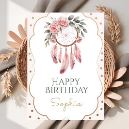 Boho Floral Chic Birthday Kort