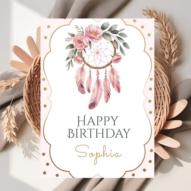 Boho Floral Chic Birthday Kort (Skapare uppladdad)