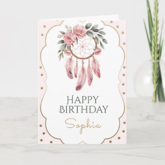 Boho Floral Chic Birthday Kort