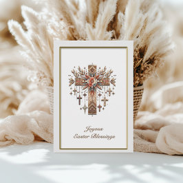 Boho Floral Cross Easter Kort