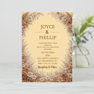 Boho Floral Custom Wedding Invites Cards Inbjudningar