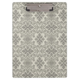 Boho Floral Damask Line Art, Black on Beige