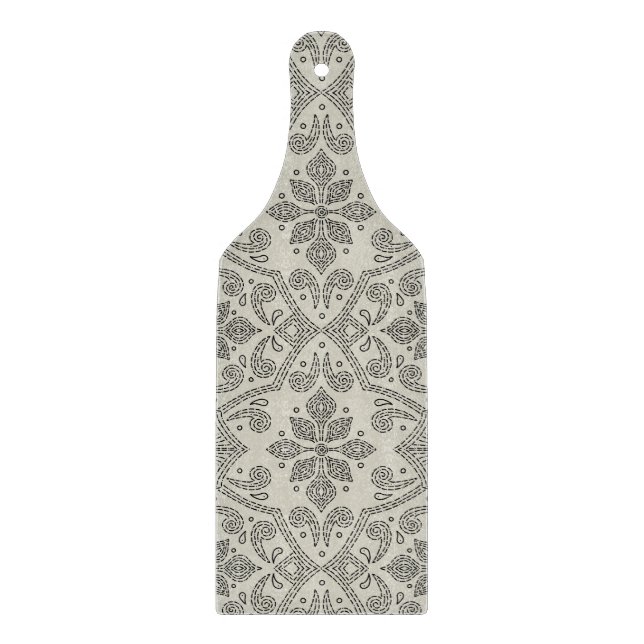 Boho Floral Damask Line Art, Black on Beige (Framsidan)