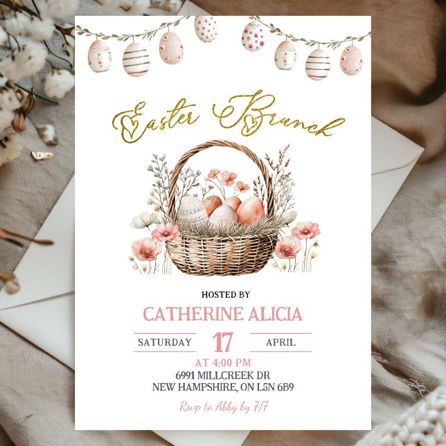 Boho Floral Easter Brunch Invitation Inbjudningar (Skapare uppladdad)