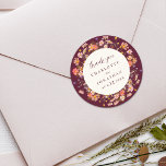 Boho Floral Fall Burgundy Wedding Thank You Runt Klistermärke<br><div class="desc">Boho Fall Floral Wedding Thank You Sticker perfect as a Custom Ivory & Burgundy Autumn Favor Label Show your gratitude in style with this Boho Floral Fall Wedding Thank You Sticker, the perfect personalized finishing touch for your autumn wedding celebration. Featuring a hand-painted bouquet of wildflowers and boho garden blooms,...</div>