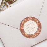 Boho Floral Fall Burnt Orange Wedding Thank You  Runt Klistermärke<br><div class="desc">Show your gratitude in style with this beige and burnt orange Boho Floral elegant fall Wedding Thank You Sticker, designed to add a heartfelt and personal touch to your autumn celebration. Featuring a beautiful arrangement of hand-painted wildflowers, this sticker captures the cozy charm of a boho garden meadow in warm...</div>