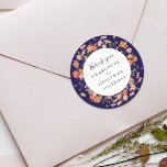 Boho Floral Fall Navy Blue Wedding Thank You Runt Klistermärke<br><div class="desc">Show your gratitude in style with this navy blue and white Boho wildflower Floral elegant fall Wedding Thank You Sticker, designed to add a heartfelt and personal touch to your autumn celebration. Featuring a beautiful arrangement of hand-painted wildflowers, this sticker captures the cozy charm of a boho garden meadow in...</div>