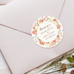Boho Floral Fall Wedding Thank You Runt Klistermärke<br><div class="desc">Show your gratitude in style with this ivory cream Boho Floral elegant fall Wedding Thank You Sticker, designed to add a heartfelt and personal touch to your autumn celebration. Featuring a beautiful arrangement of hand-painted wildflowers, this sticker captures the cozy charm of a boho garden meadow in warm fall hues...</div>