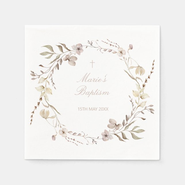 Boho floral flowers  editable napkins pappersservett (Framsidan)