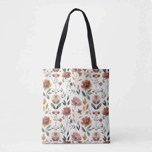 Boho Floral Geometry – Earthy Wildflower Pattern Tygkasse (Framsida)