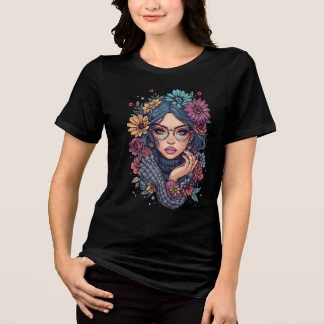 Boho Floral Girl T-Shirt (Framsida)