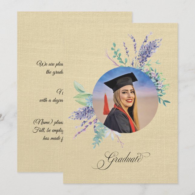 Boho Floral Graduation Announcement Kort (Fram/baksida)