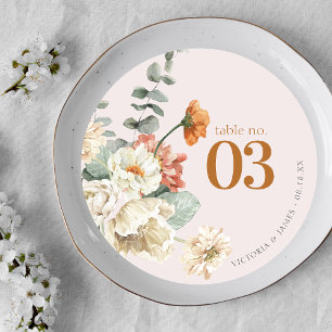 Boho Floral Greenery Bordnummer för bröllop