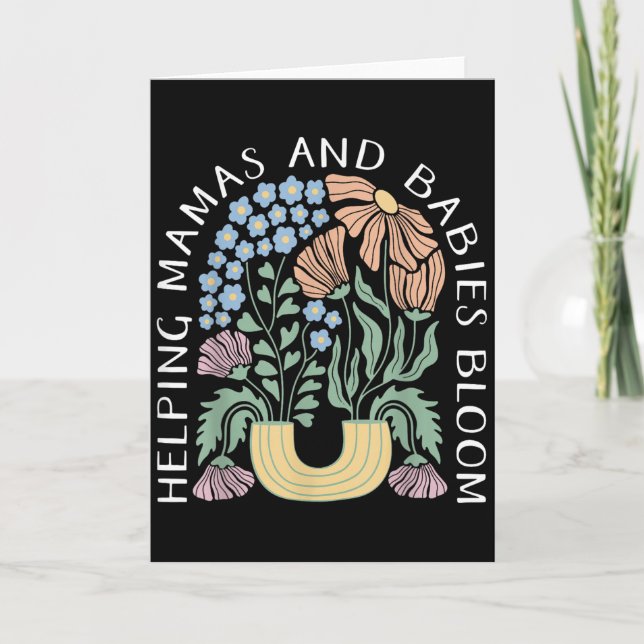 Boho Floral Helng Mamas &amp; Babies Bloom Doula B Kort (Framsida)