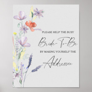 Boho Floral hjälp den upptagna bruden Adressaffisc Poster