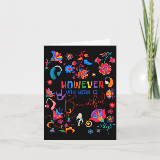 Boho Floral However You Hear Is Beautiful Asl Deaf Kort (Framsida)