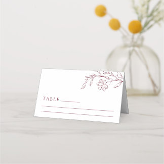 Boho Floral Line Art Wedding Table Place Card Placeringskort