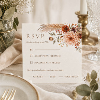 Boho Floral Pumpkin Fall in Love RSVP-kort Tilläggskort