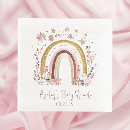 Boho Floral Regnbåge Baby Sprinkle Lunchen Pappersservett