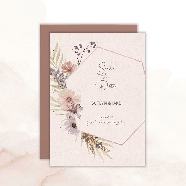 Boho Floral Save the Date Card Inbjudningar (Boho Floral Save the Date)