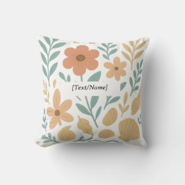 Boho Floral Summer Shells Pillow | Add Text/Name Kudde