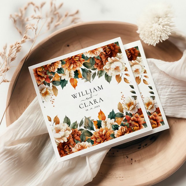 Boho Floral Terracotta Watercolor Wedding Pappersservett (Skapare uppladdad)