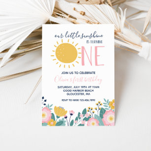 Boho Floral Vår Lilla Solsken 1-års Födelsedag Inbjudningar