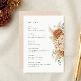 Boho Floral Wedding Details Enclosure Card Tilläggskort