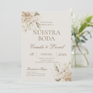 Boho Floral Wedding in Spanish Inbjudningar