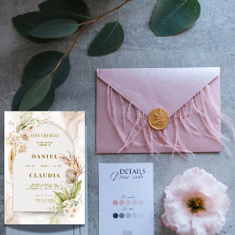 Boho Floral Wedding Invitation Inbjudningar