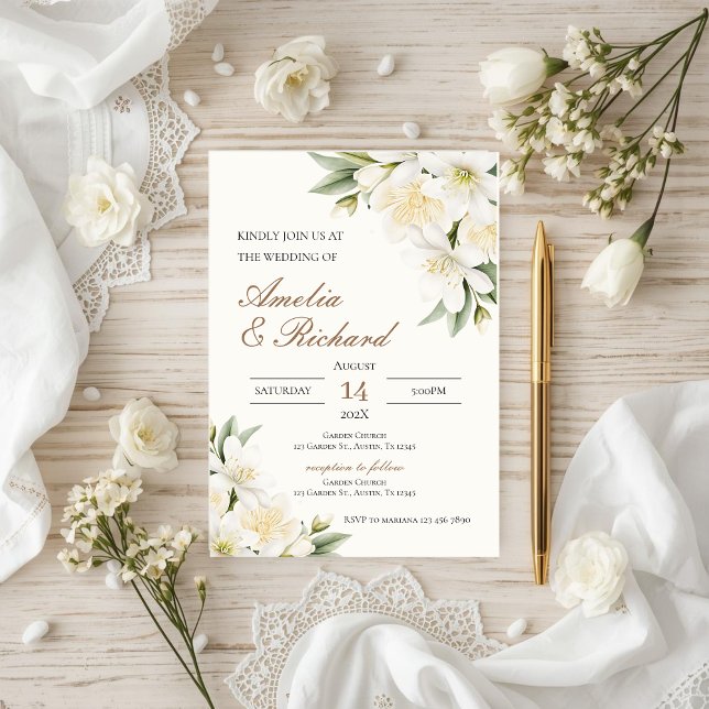 Boho  Floral  Wedding Invitation Inbjudningar (Skapare uppladdad)