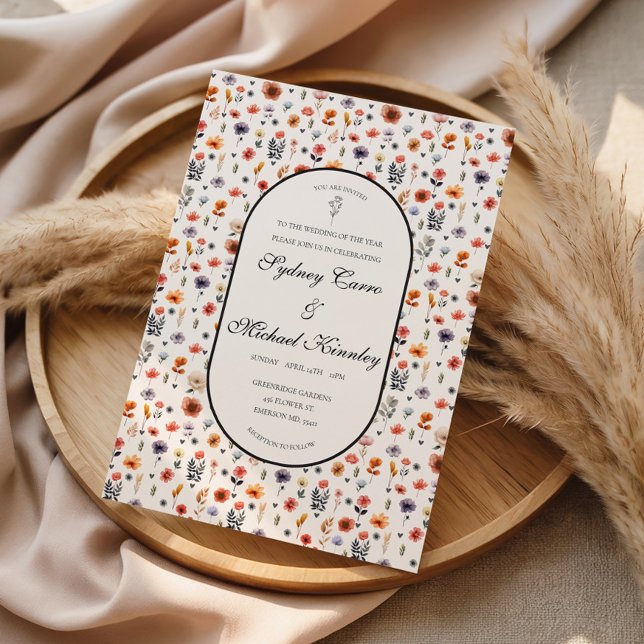 Boho Floral Wedding Invitation  Kort (Skapare uppladdad)