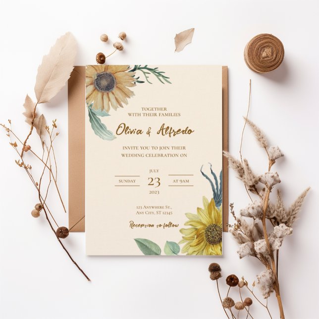 Boho Floral Wedding Invite Inbjudningar (Skapare uppladdad)