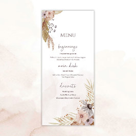 Boho Floral Wedding Menu Meny
