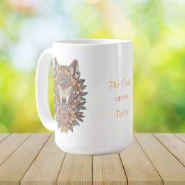 Boho Floral Wolf Psychedelic Art  Kaffemugg