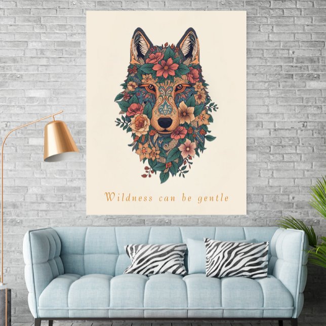 Boho Floral Wolf Wall Art Poster (Skapare uppladdad)