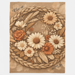 Boho Floral Woven Circle Customizable Fleecefilt