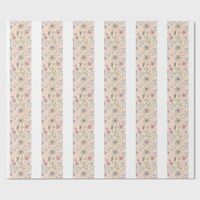 Boho Floral Wrapping Paper Pattern-Cute Aesthetic Presentpapper (Platt)