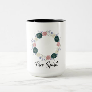Boho Floral Wreath "Free Spirit" Mugg