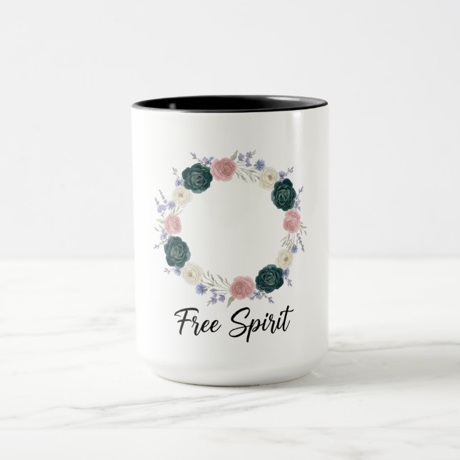 Boho Floral Wreath "Free Spirit" Mugg (Center)