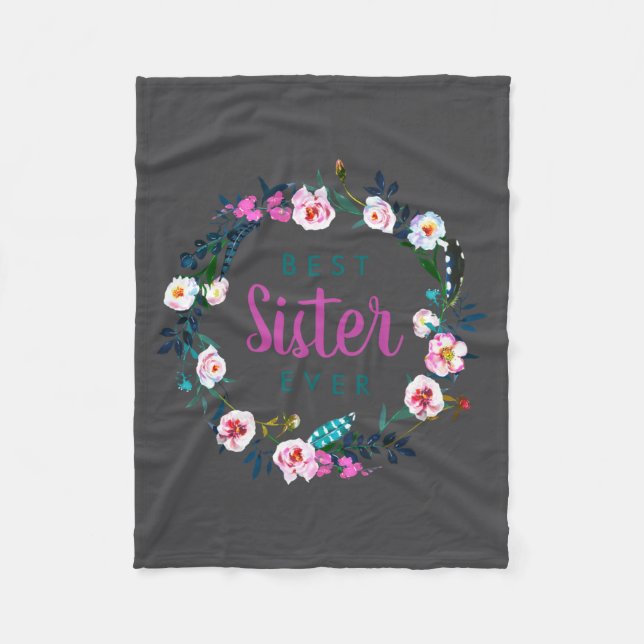 Boho Floral Wreath Sister Ever  Fleecefilt (Framsidan)